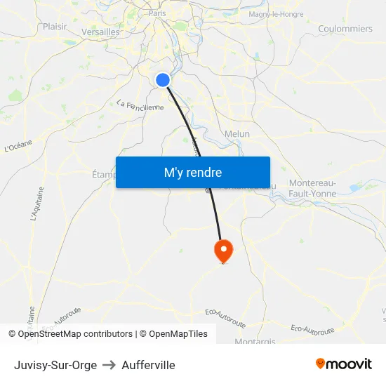 Juvisy-Sur-Orge to Aufferville map