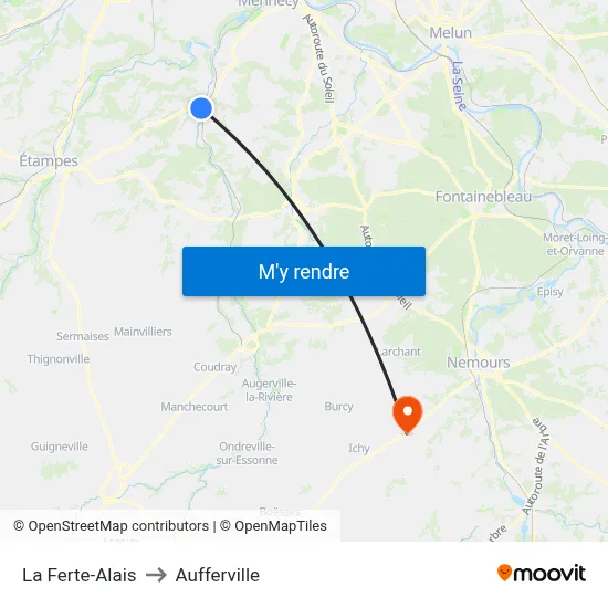 La Ferte-Alais to Aufferville map