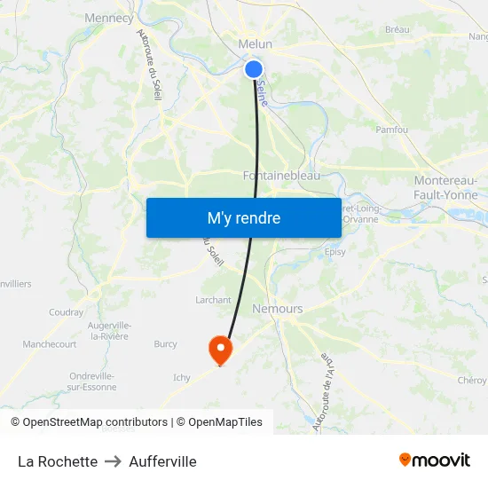 La Rochette to Aufferville map