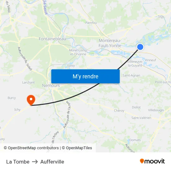 La Tombe to Aufferville map