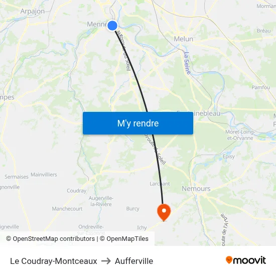 Le Coudray-Montceaux to Aufferville map