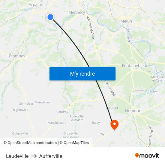 Leudeville to Aufferville map