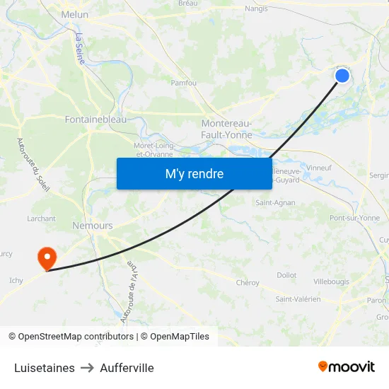 Luisetaines to Aufferville map