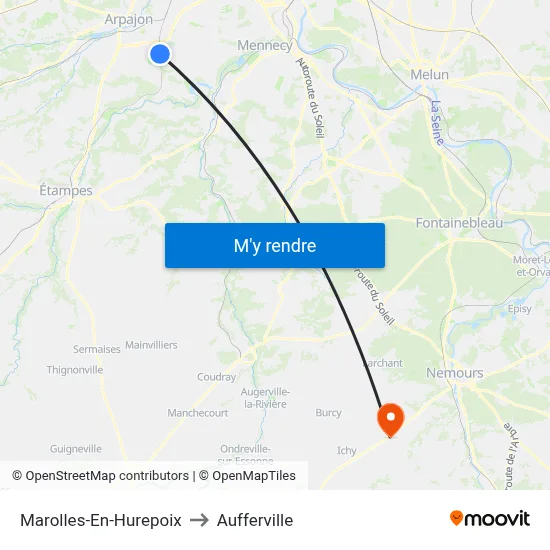 Marolles-En-Hurepoix to Aufferville map