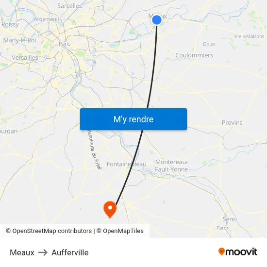 Meaux to Aufferville map