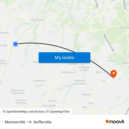 Monnerville to Aufferville map