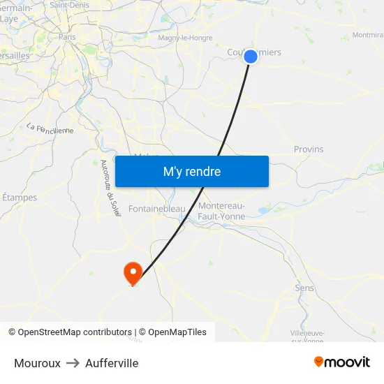 Mouroux to Aufferville map