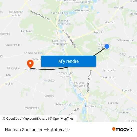 Nanteau-Sur-Lunain to Aufferville map