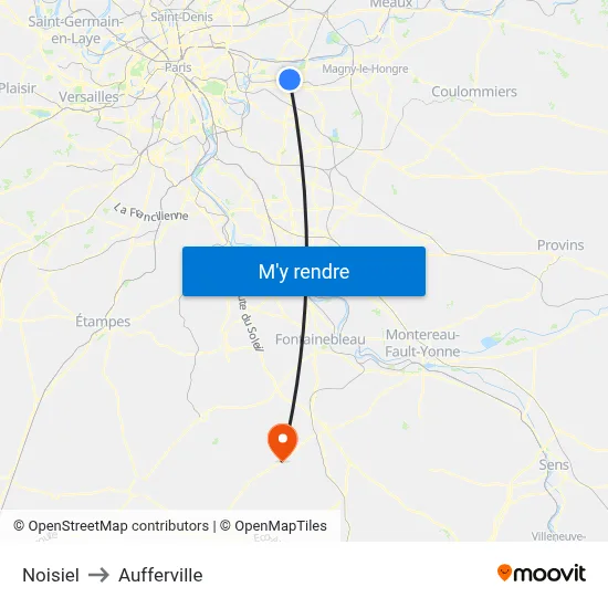 Noisiel to Aufferville map