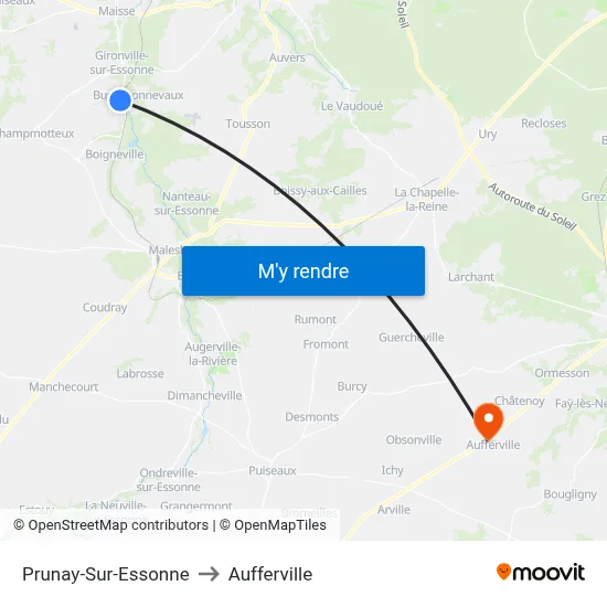 Prunay-Sur-Essonne to Aufferville map