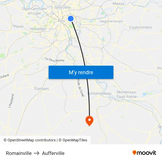 Romainville to Aufferville map