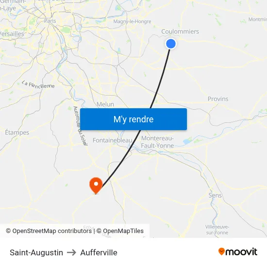 Saint-Augustin to Aufferville map