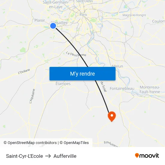 Saint-Cyr-L'Ecole to Aufferville map