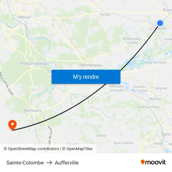 Sainte-Colombe to Aufferville map