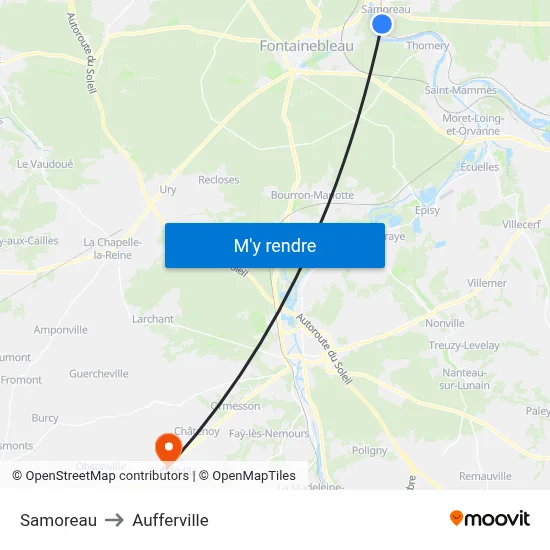 Samoreau to Aufferville map