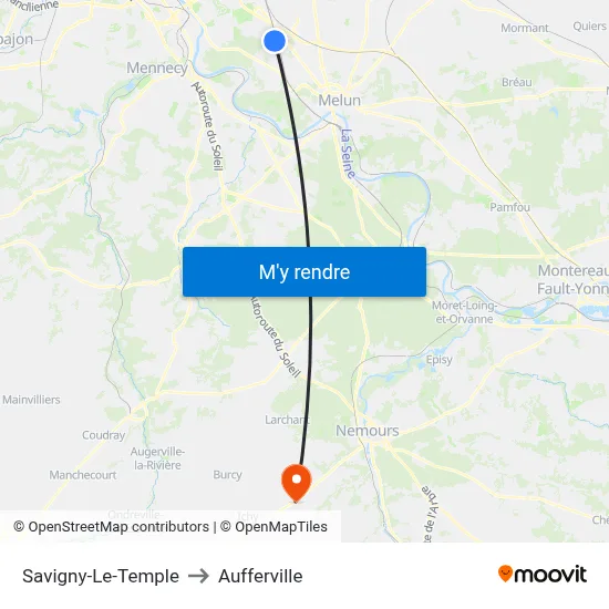 Savigny-Le-Temple to Aufferville map
