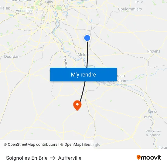 Soignolles-En-Brie to Aufferville map