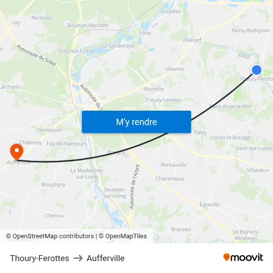 Thoury-Ferottes to Aufferville map