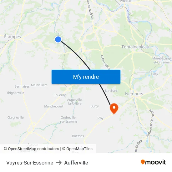 Vayres-Sur-Essonne to Aufferville map