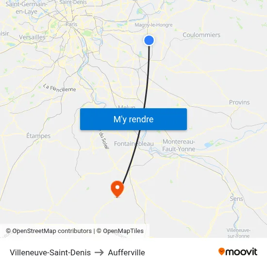 Villeneuve-Saint-Denis to Aufferville map