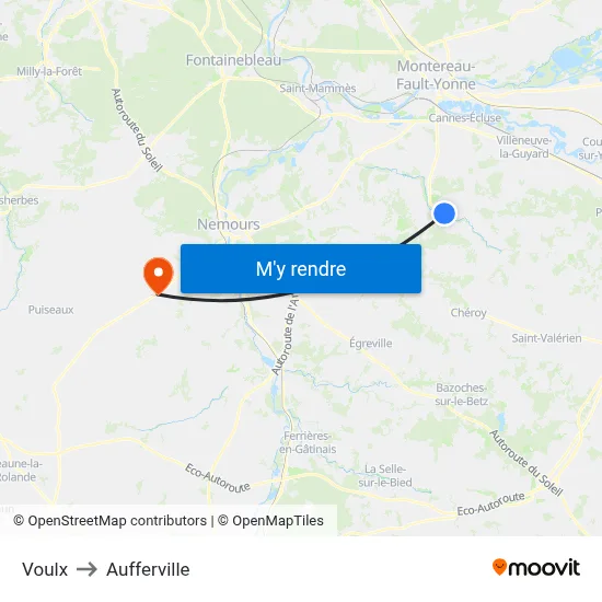 Voulx to Aufferville map