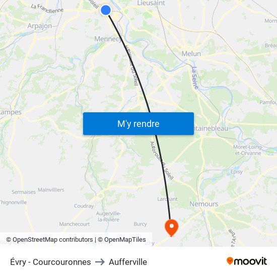 Évry - Courcouronnes to Aufferville map