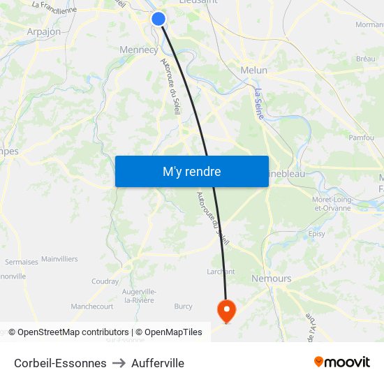 Corbeil-Essonnes to Aufferville map