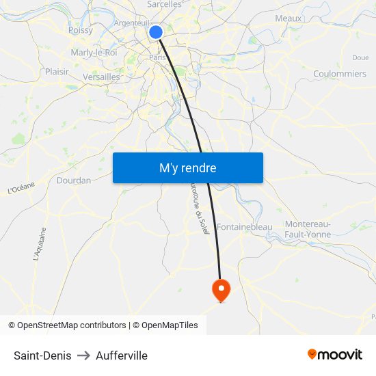 Saint-Denis to Aufferville map