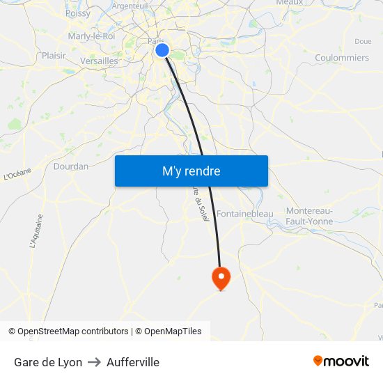 Gare de Lyon to Aufferville map