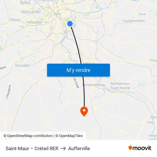 Saint-Maur – Créteil RER to Aufferville map