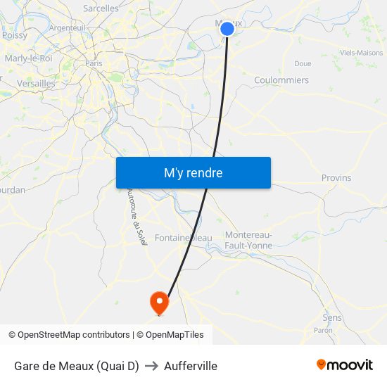 Gare de Meaux (Quai D) to Aufferville map