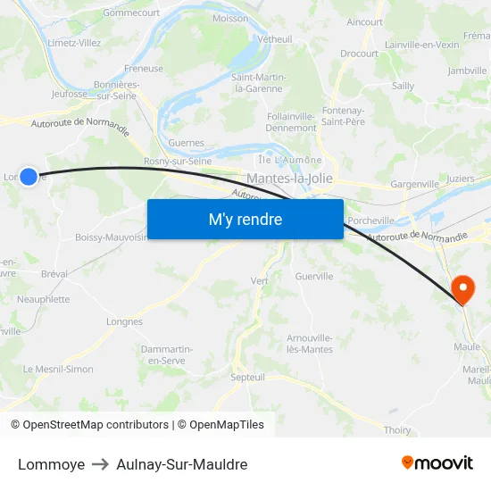 Lommoye to Aulnay-Sur-Mauldre map