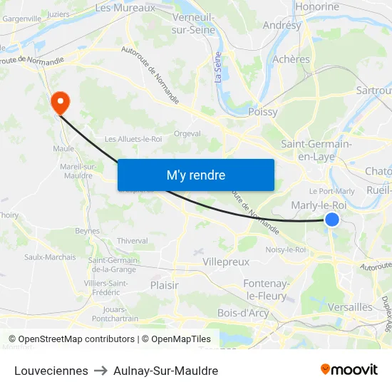 Louveciennes to Aulnay-Sur-Mauldre map