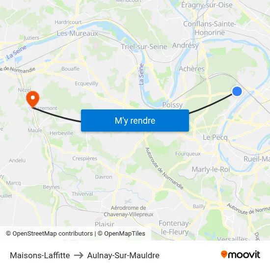 Maisons-Laffitte to Aulnay-Sur-Mauldre map