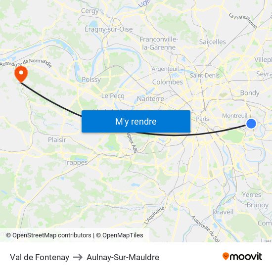 Val de Fontenay to Aulnay-Sur-Mauldre map