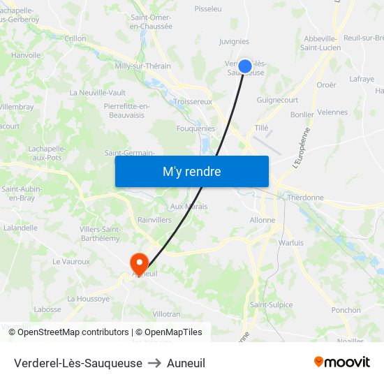 Verderel-Lès-Sauqueuse to Auneuil map