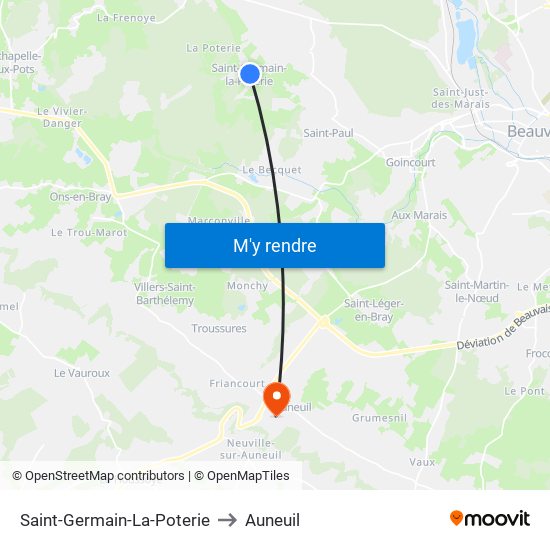 Saint-Germain-La-Poterie to Auneuil map