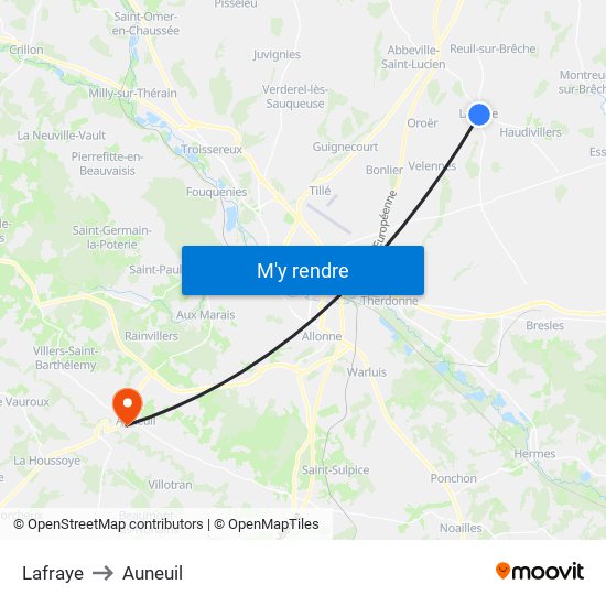 Lafraye to Auneuil map