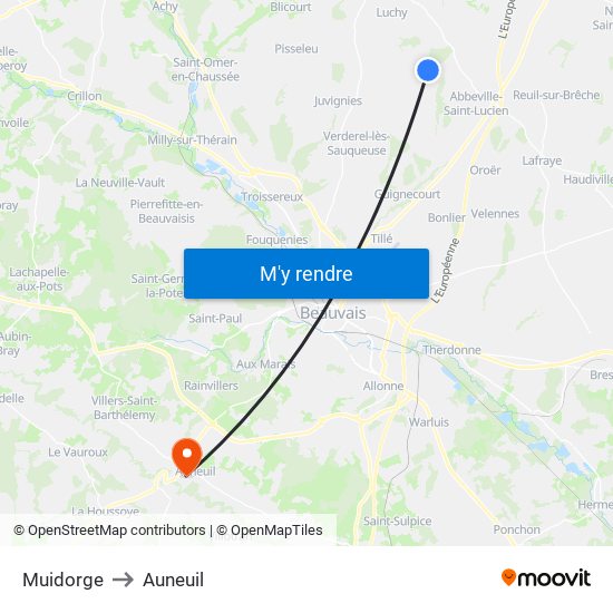 Muidorge to Auneuil map