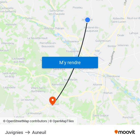 Juvignies to Auneuil map
