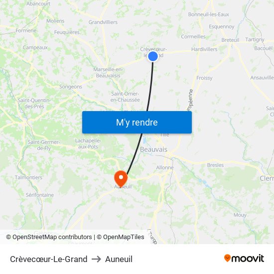 Crèvecœur-Le-Grand to Auneuil map