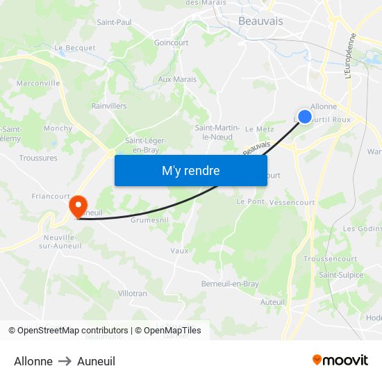 Allonne to Auneuil map