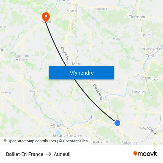 Baillet-En-France to Auneuil map