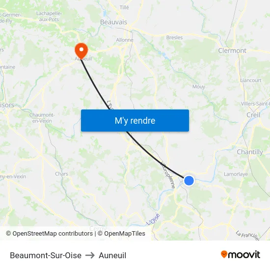 Beaumont-Sur-Oise to Auneuil map