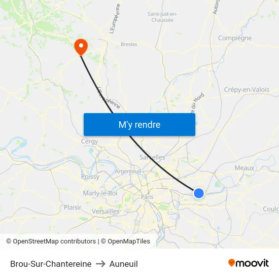 Brou-Sur-Chantereine to Auneuil map