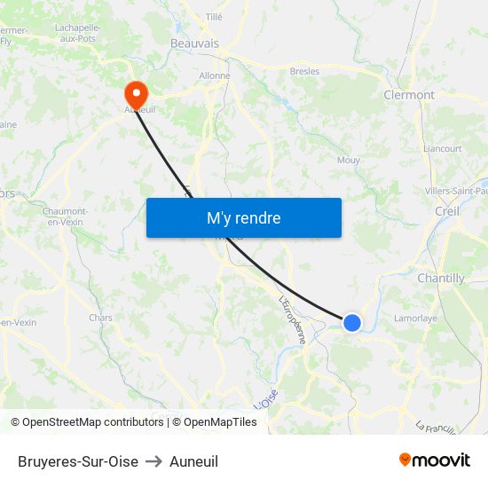 Bruyeres-Sur-Oise to Auneuil map