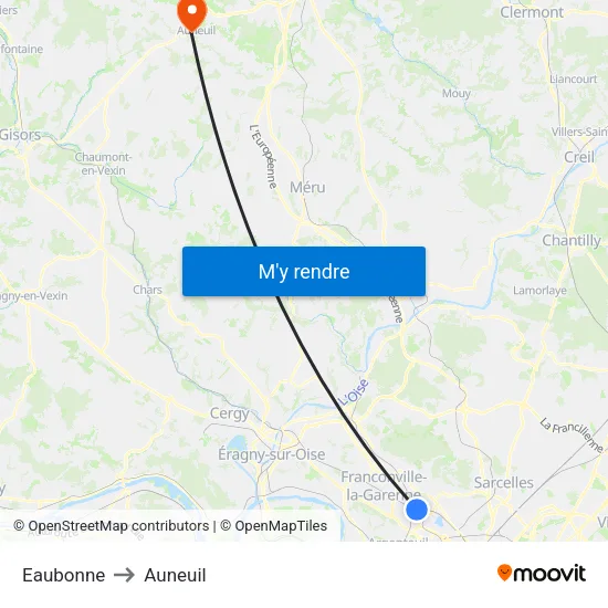 Eaubonne to Auneuil map