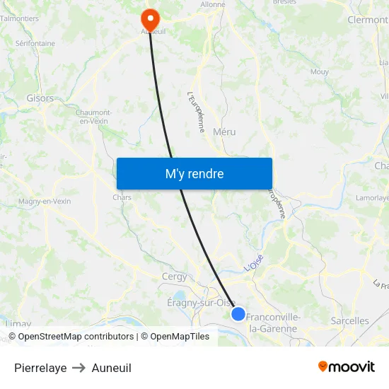 Pierrelaye to Auneuil map