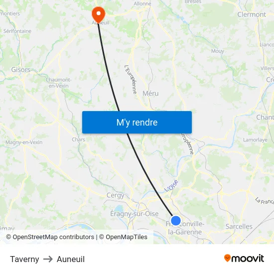 Taverny to Auneuil map
