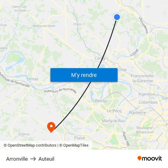 Arronville to Auteuil map